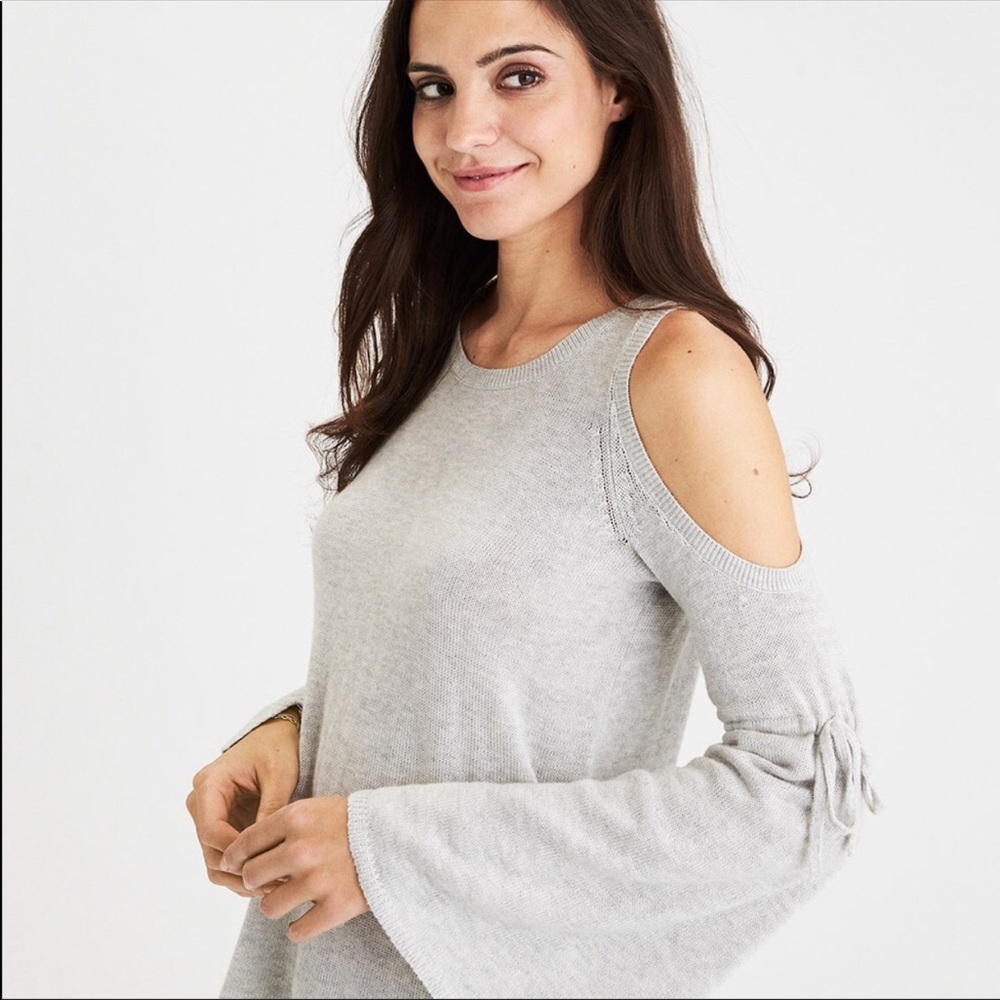 American Eagle Cold Shoulder Bell Sleeve Sweater
